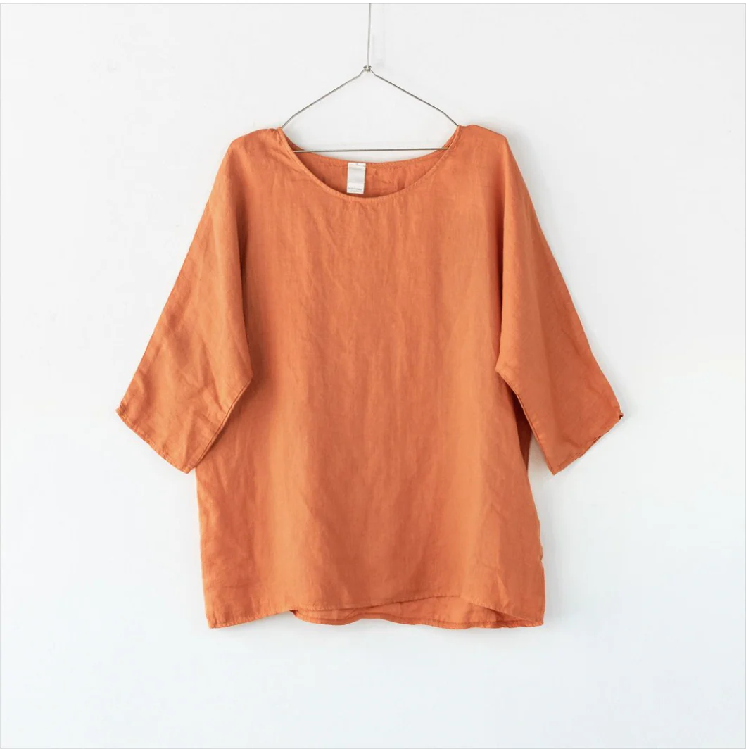 Loose linen 3/4 sleeve top - Image 3
