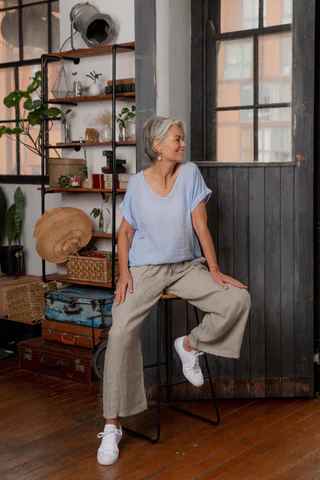 Plain Italian Linen Tee - Siena - Image 3