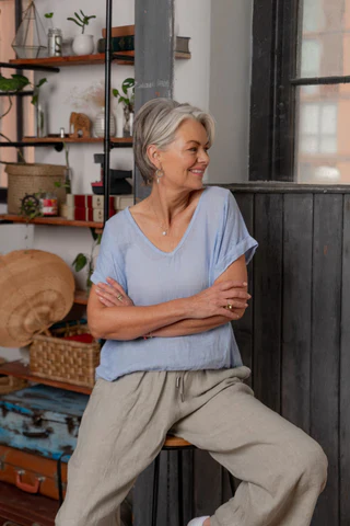 Plain Italian Linen Tee - Siena - Image 4