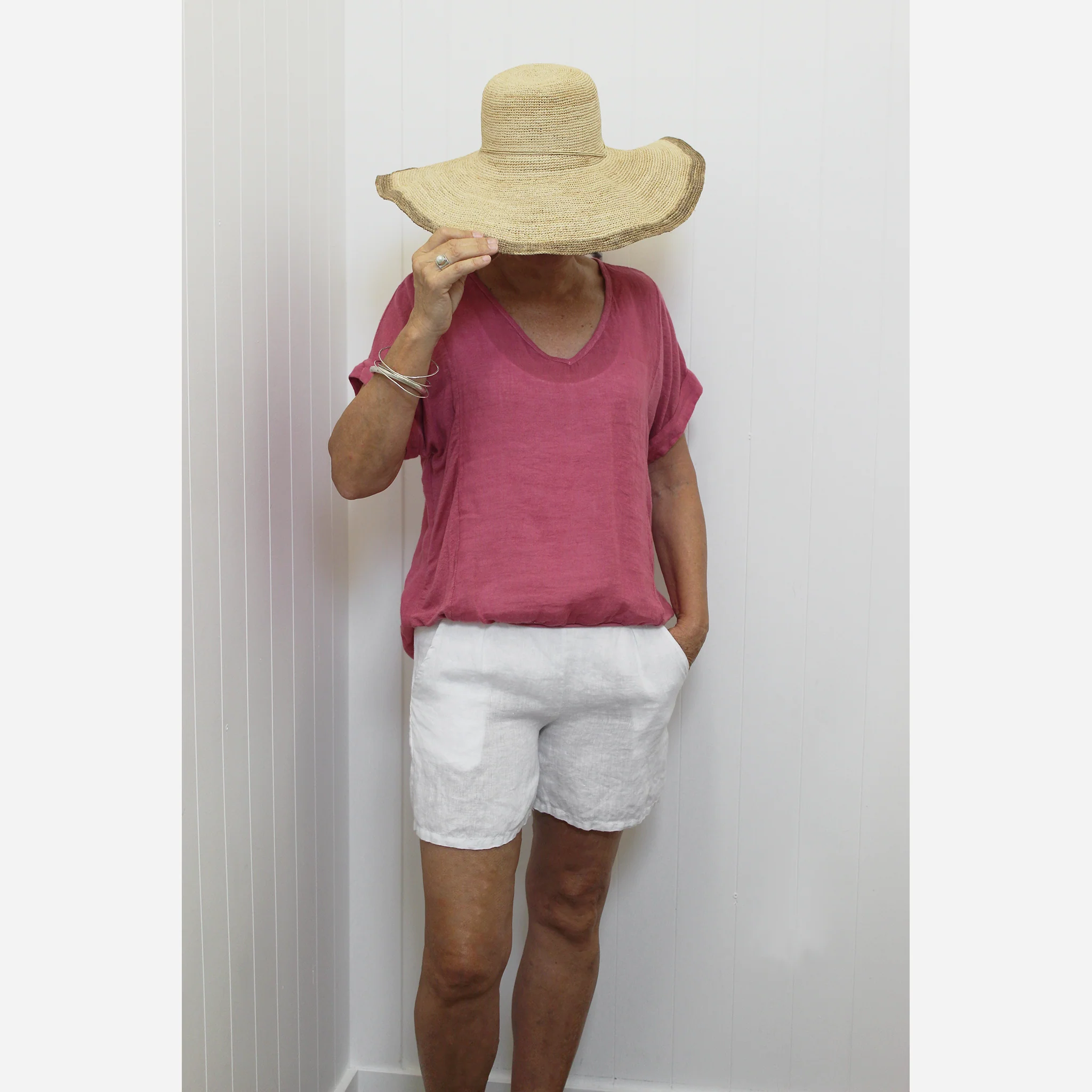 Plain Italian Linen Tee - Siena - Image 5