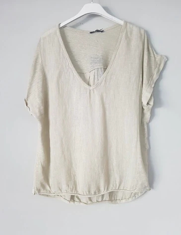 Plain Italian Linen Tee - Siena - Image 6